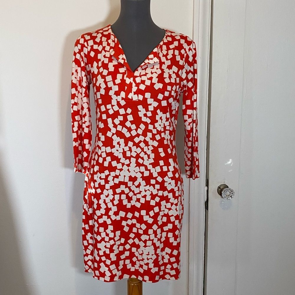 DvF mini shift dress silk 3/4 sleeves 4 - Picture 3 of 7